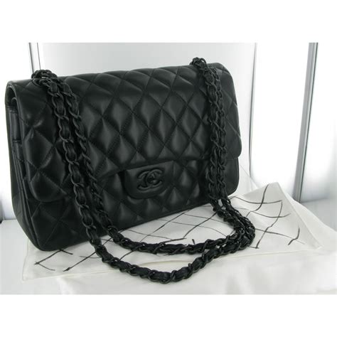 chanel bag all black|Chanel black classic flap bag.